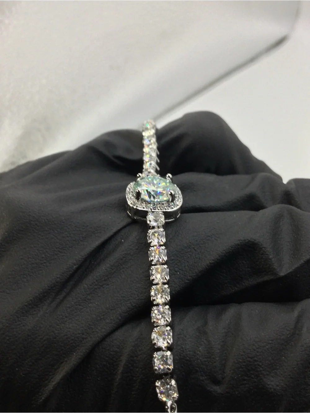 Dazzling White Cushion-Cut Halo Tennis Bracelet - Women